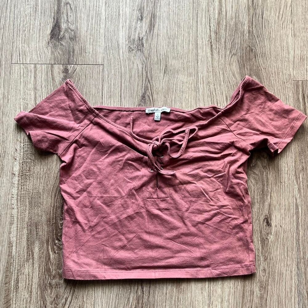 Charlotte-russe Women's Pink tie up Crop-top size small